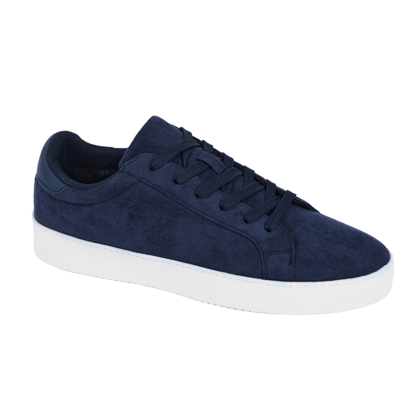 Navy - Front - Brave Soul Mens Sebsu Faux Suede Trainers