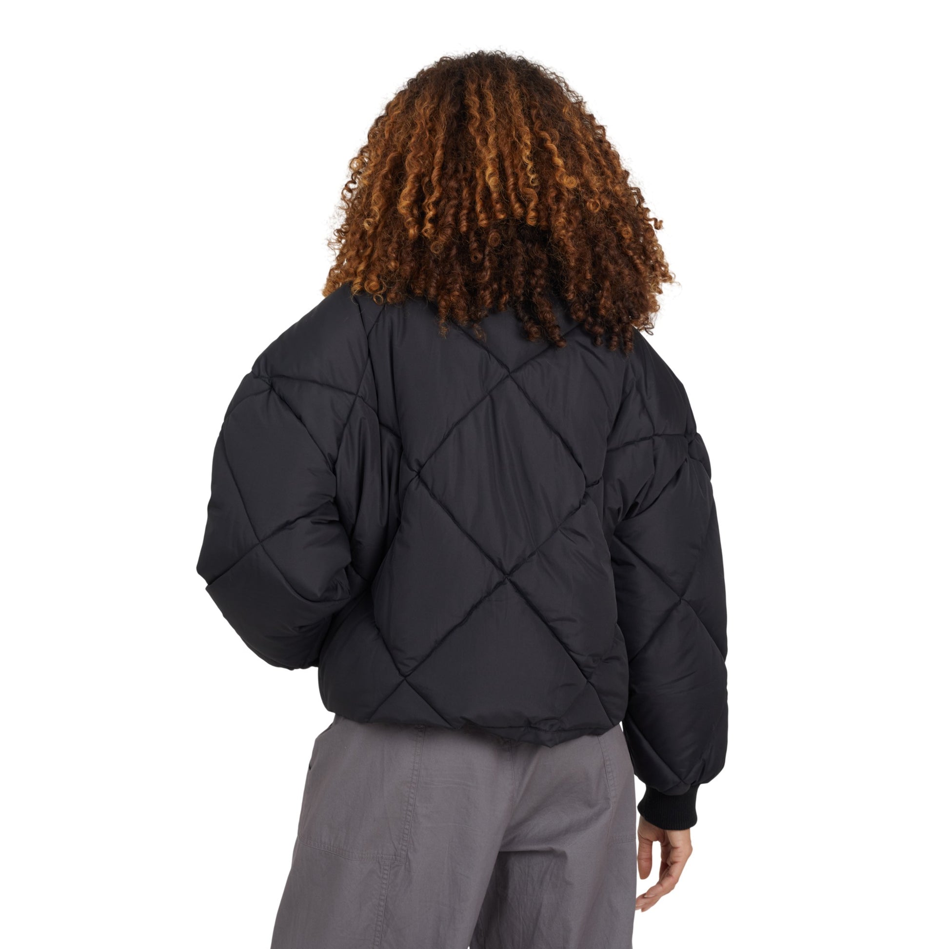 Black - Back - Brave Soul Womens-Ladies Eldan Diamond Quilted Padded Jacket
