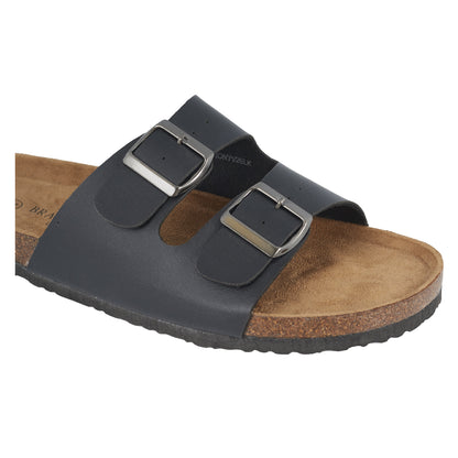 Black - Side - Brave Soul Mens Double Strap Sandals