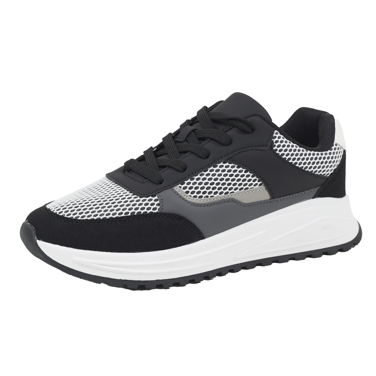 Grey-Black-Charcoal - Back - Brave Soul Mens Ontario Lace Up Trainers