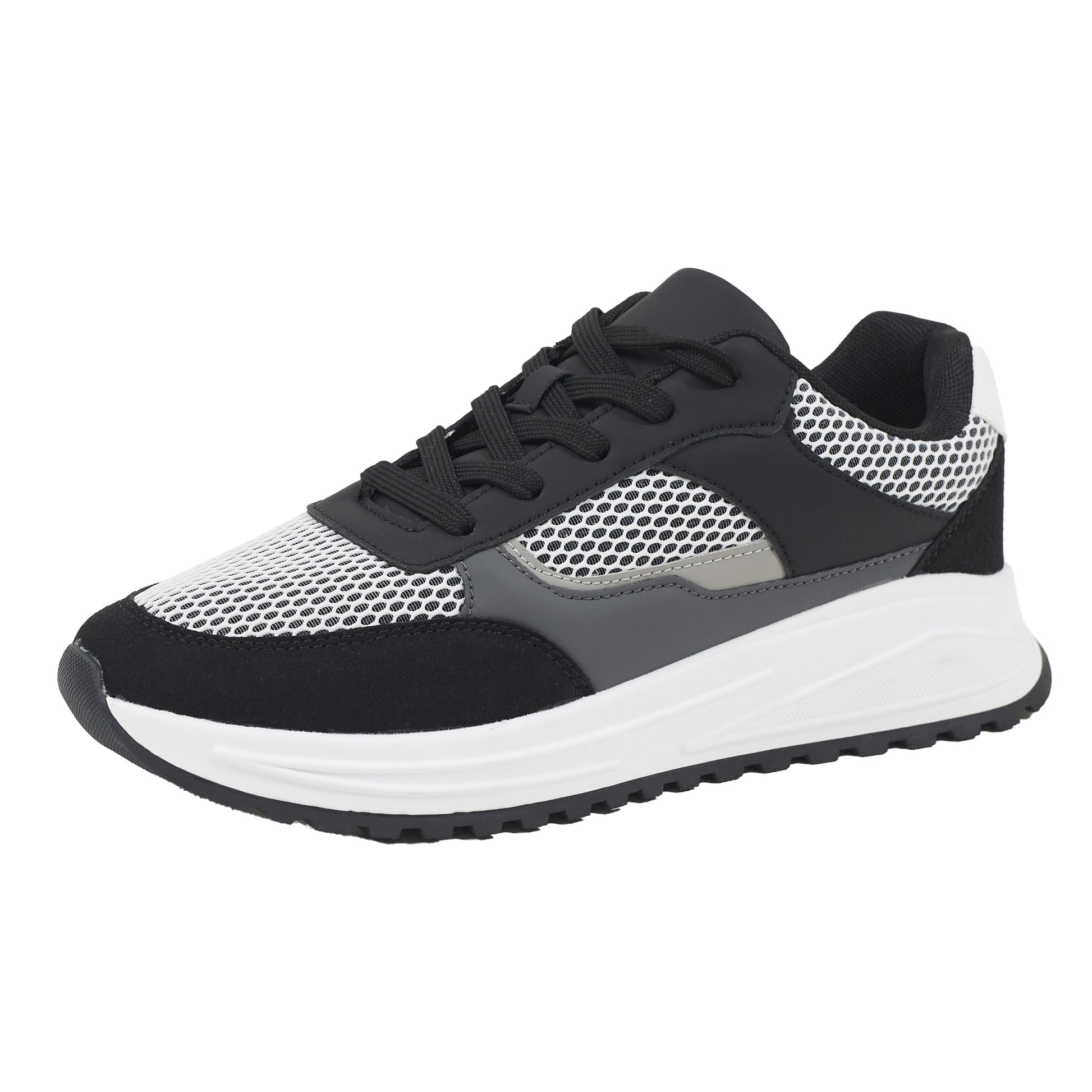 Grey-Black-Charcoal - Back - Brave Soul Mens Ontario Lace Up Trainers