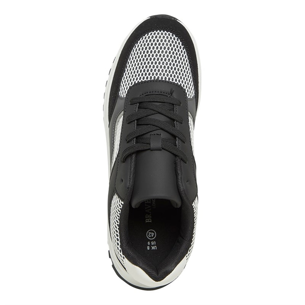 Grey-Black-Charcoal - Pack Shot - Brave Soul Mens Ontario Lace Up Trainers