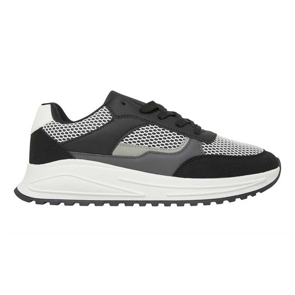 Grey-Black-Charcoal - Front - Brave Soul Mens Ontario Lace Up Trainers