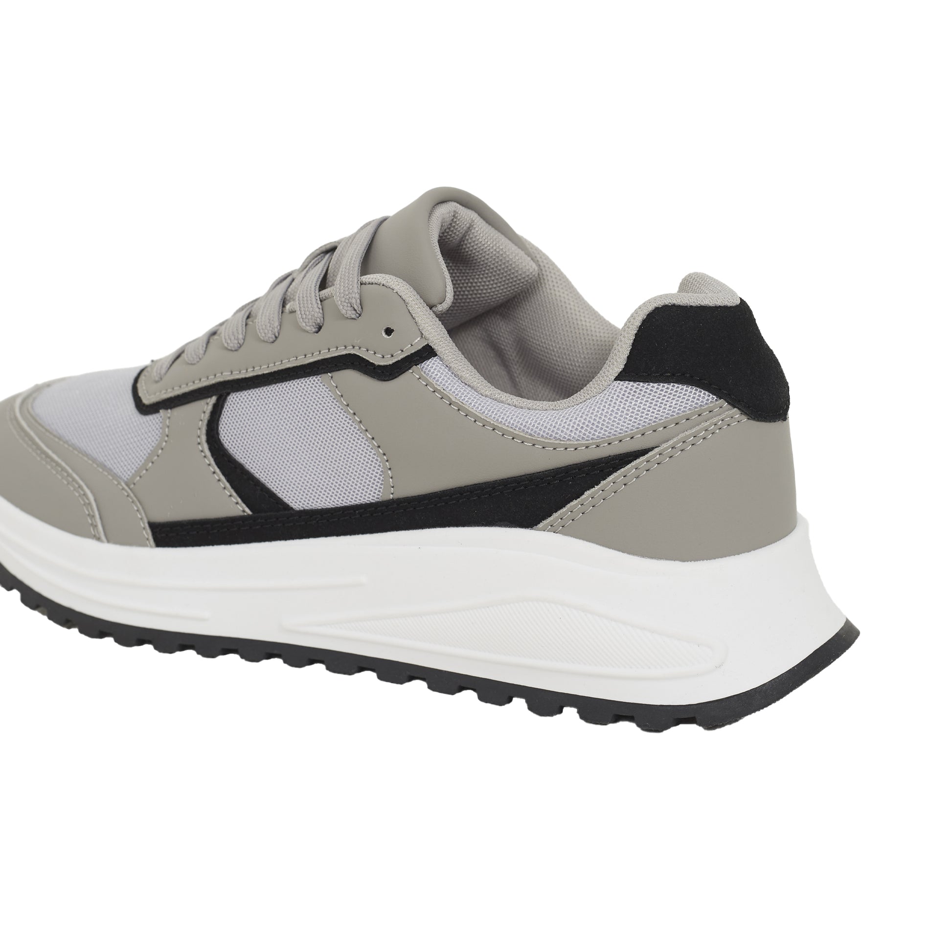 Light Grey - Back - Brave Soul Mens Lace Up Trainers