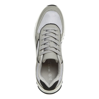 Light Grey - Lifestyle - Brave Soul Mens Lace Up Trainers