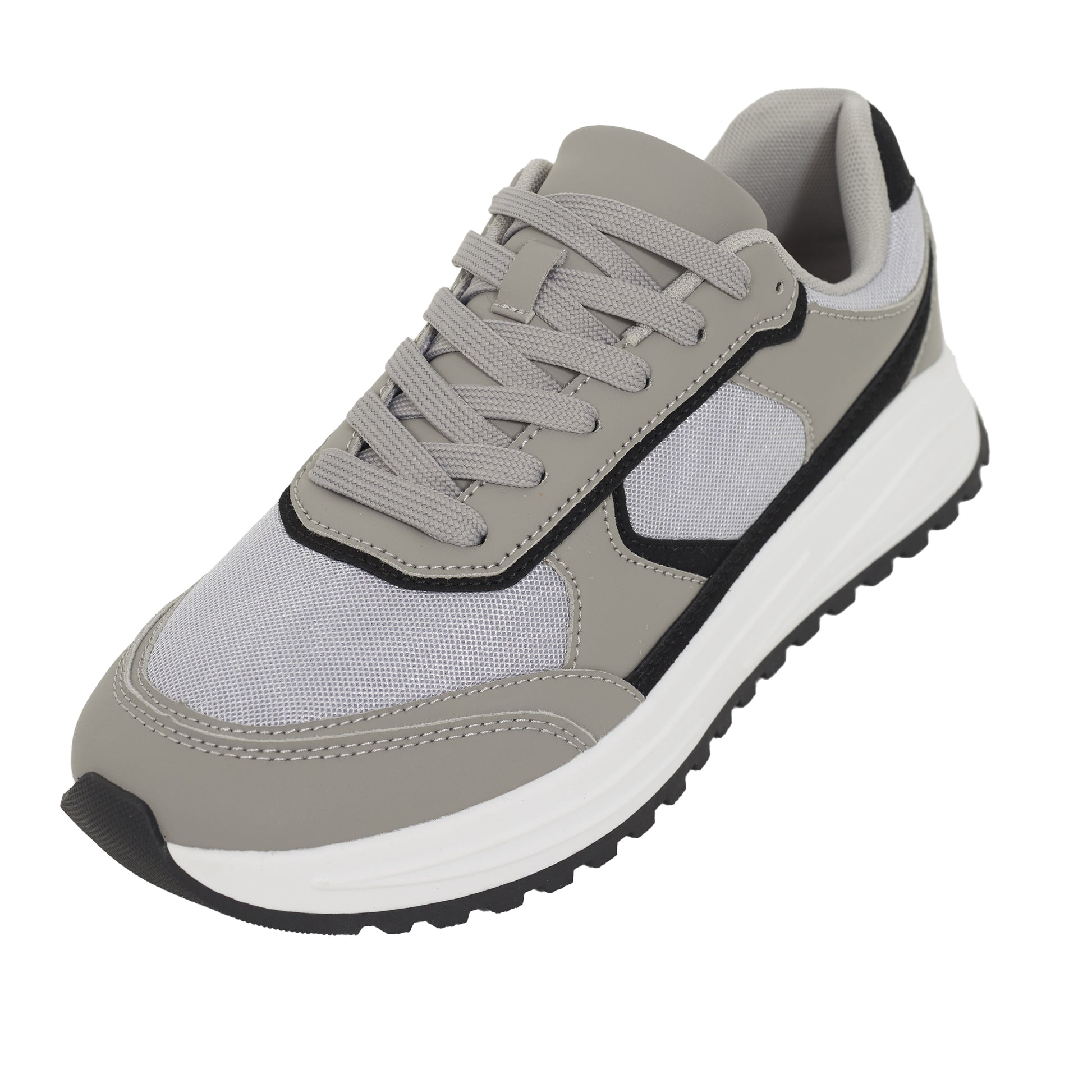 Light Grey - Close up - Brave Soul Mens Lace Up Trainers