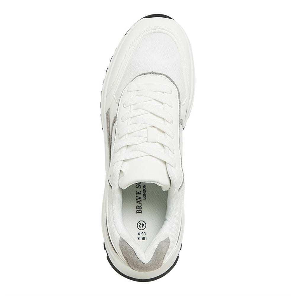 White - Lifestyle - Brave Soul Mens Lace Up Trainers
