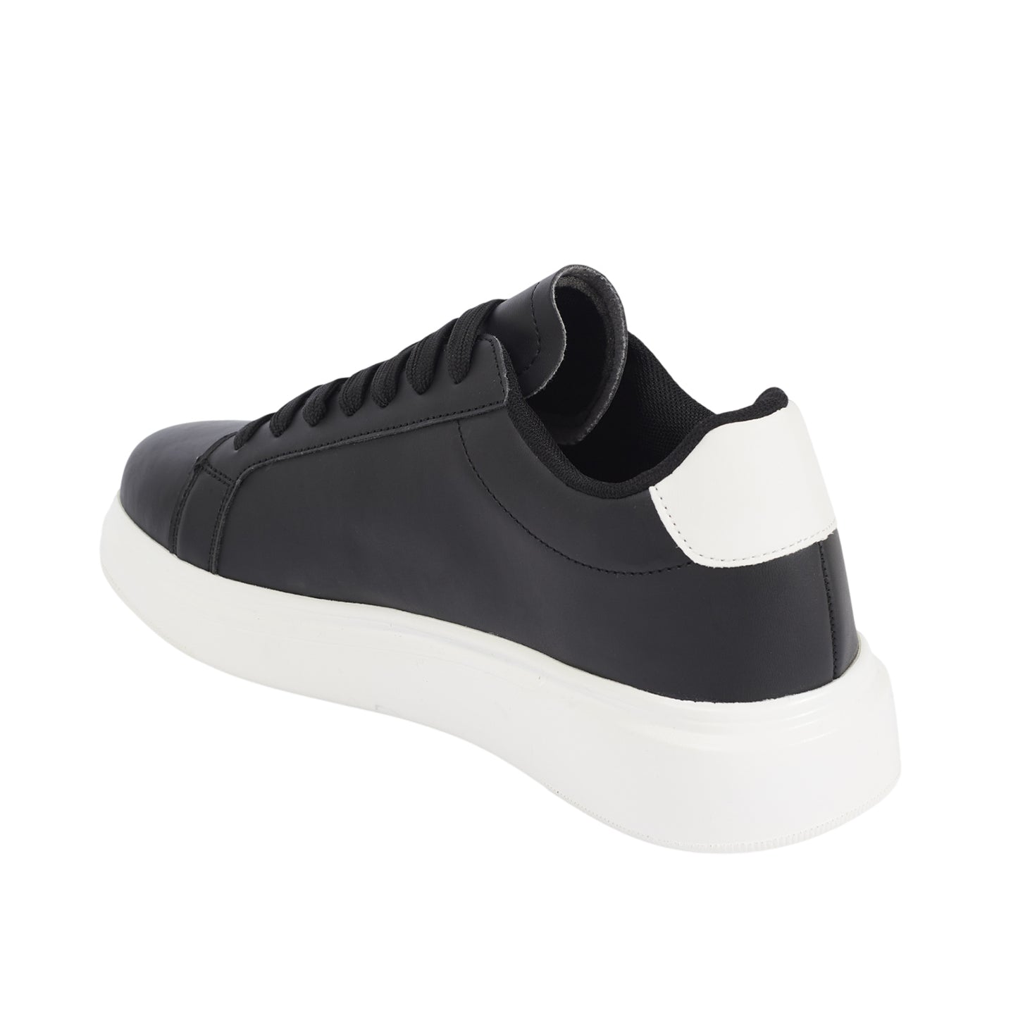 Black-White - Back - Brave Soul Mens PU Lace Up Trainers