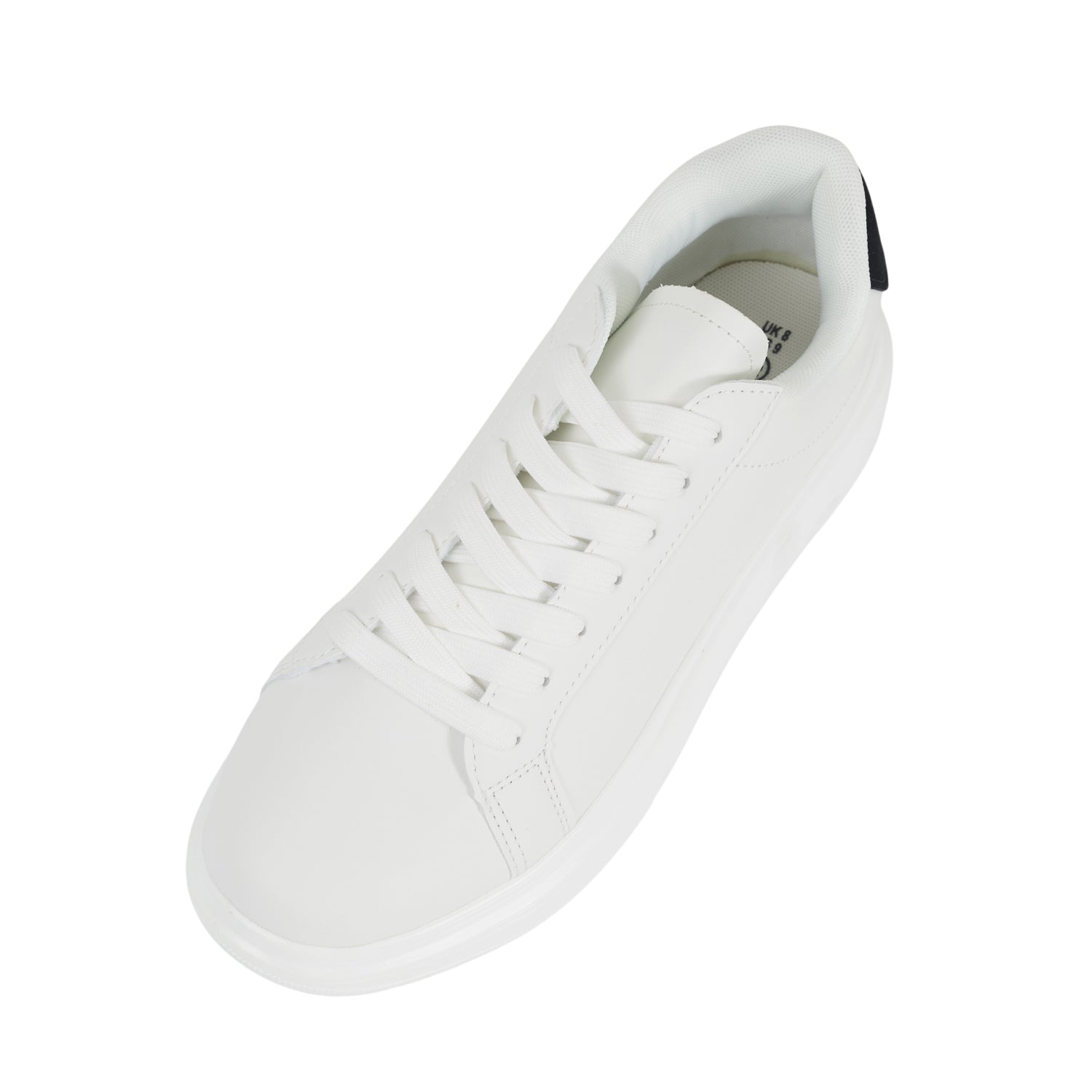 White-Black - Front - Brave Soul Mens PU Lace Up Trainers