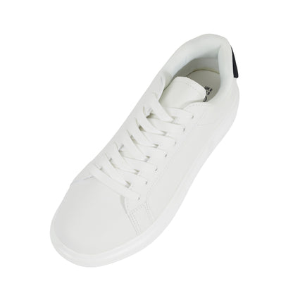 White-Black - Front - Brave Soul Mens PU Lace Up Trainers