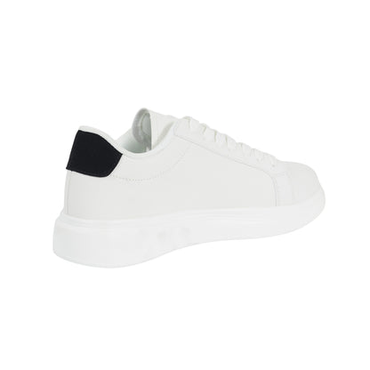White-Black - Back - Brave Soul Mens PU Lace Up Trainers