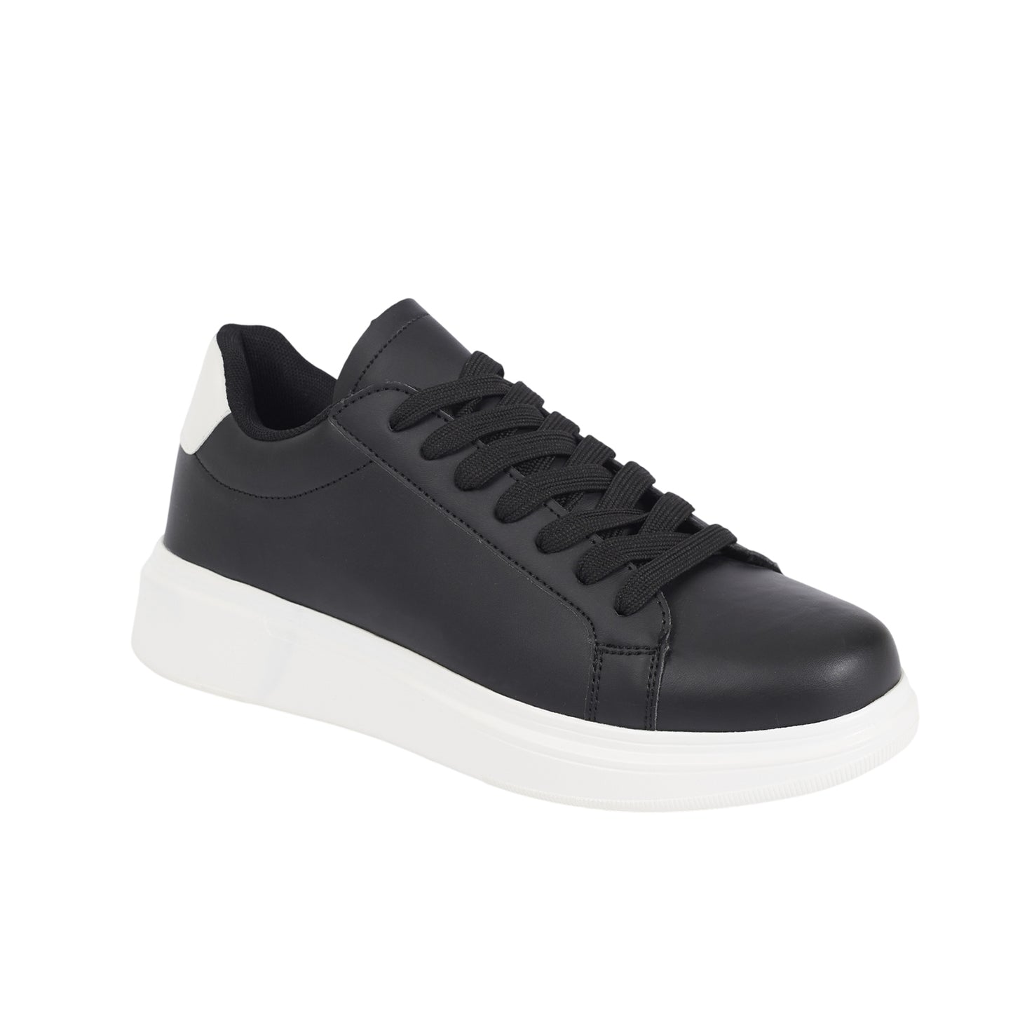 Black-White - Front - Brave Soul Mens PU Lace Up Trainers