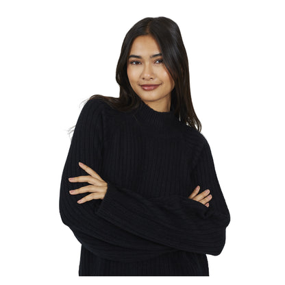 Black - Side - Brave Soul Womens-Ladies Mossy Yarn Turtle Neck Jumper