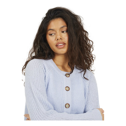 Blue - Side - Brave Soul Womens-Ladies Lawson Knitted Crew Neck Raglan Cardigan