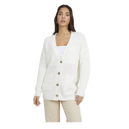 Ivory - Front - Brave Soul Womens-Ladies Niamos Fishnet Button Through Cardigan