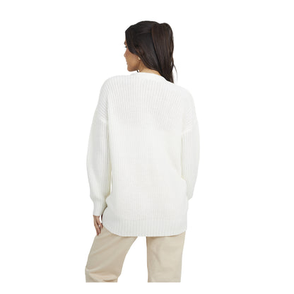 Ivory - Back - Brave Soul Womens-Ladies Niamos Fishnet Button Through Cardigan