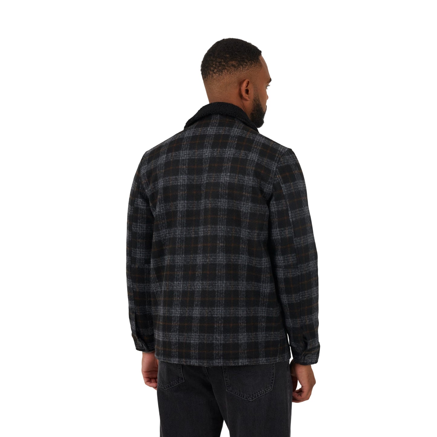 Black-Burnt Orange - Back - Brave Soul Mens Checked Jacket