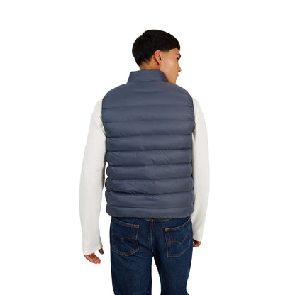 Blue - Back - Brave Soul Mens Chevron Quilted Padded Gilet