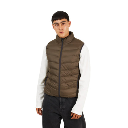 Chocolate - Front - Brave Soul Mens Chevron Quilted Padded Gilet