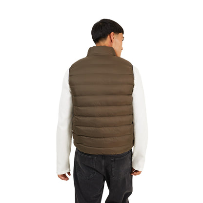 Chocolate - Back - Brave Soul Mens Chevron Quilted Padded Gilet