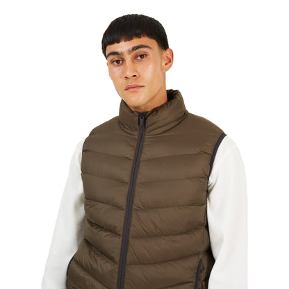 Chocolate - Side - Brave Soul Mens Chevron Quilted Padded Gilet
