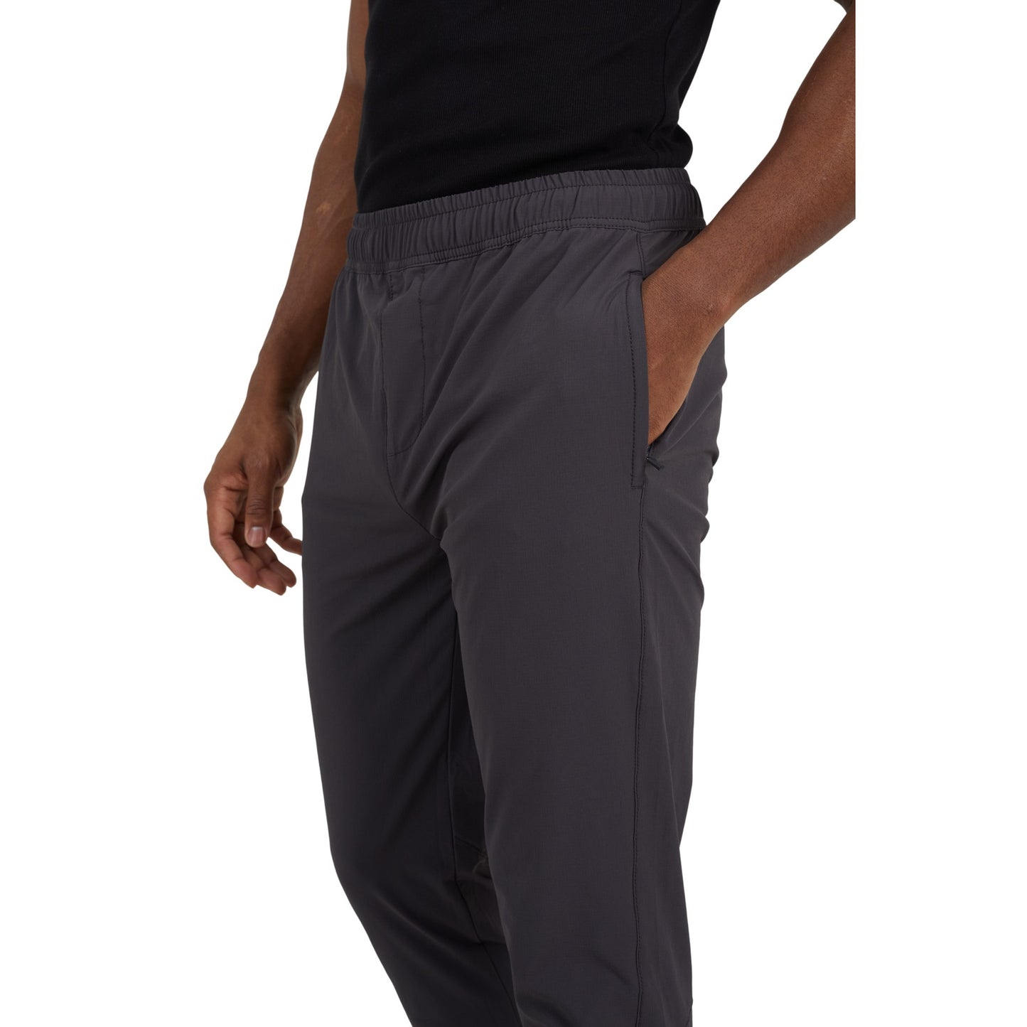 Dark Grey - Side - Brave Soul Mens Ripstop Slim Leg Trousers