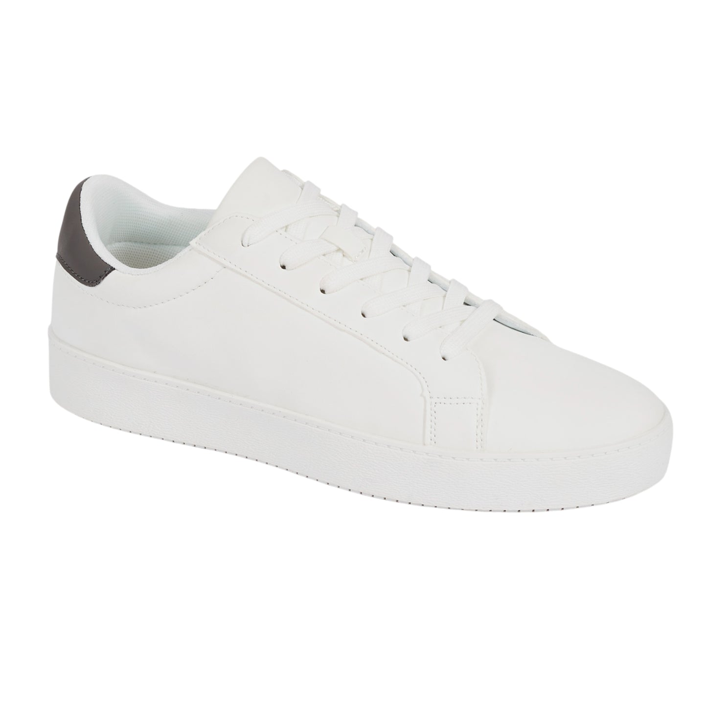 White - Front - Brave Soul Mens PU Trainers