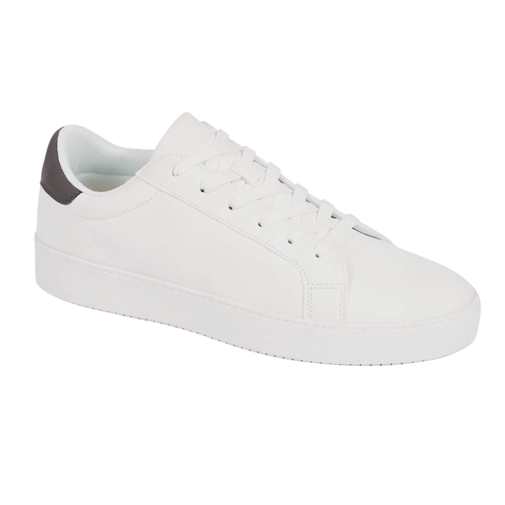 White - Front - Brave Soul Mens PU Trainers