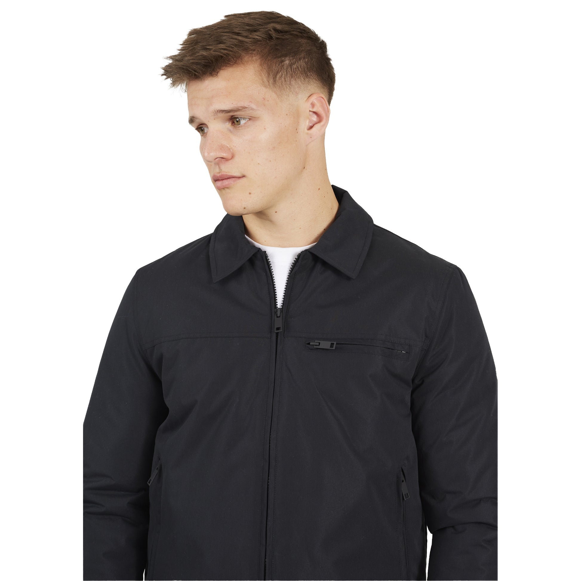 Black - Side - Brave Soul Mens Divide Padded Harrington Jacket
