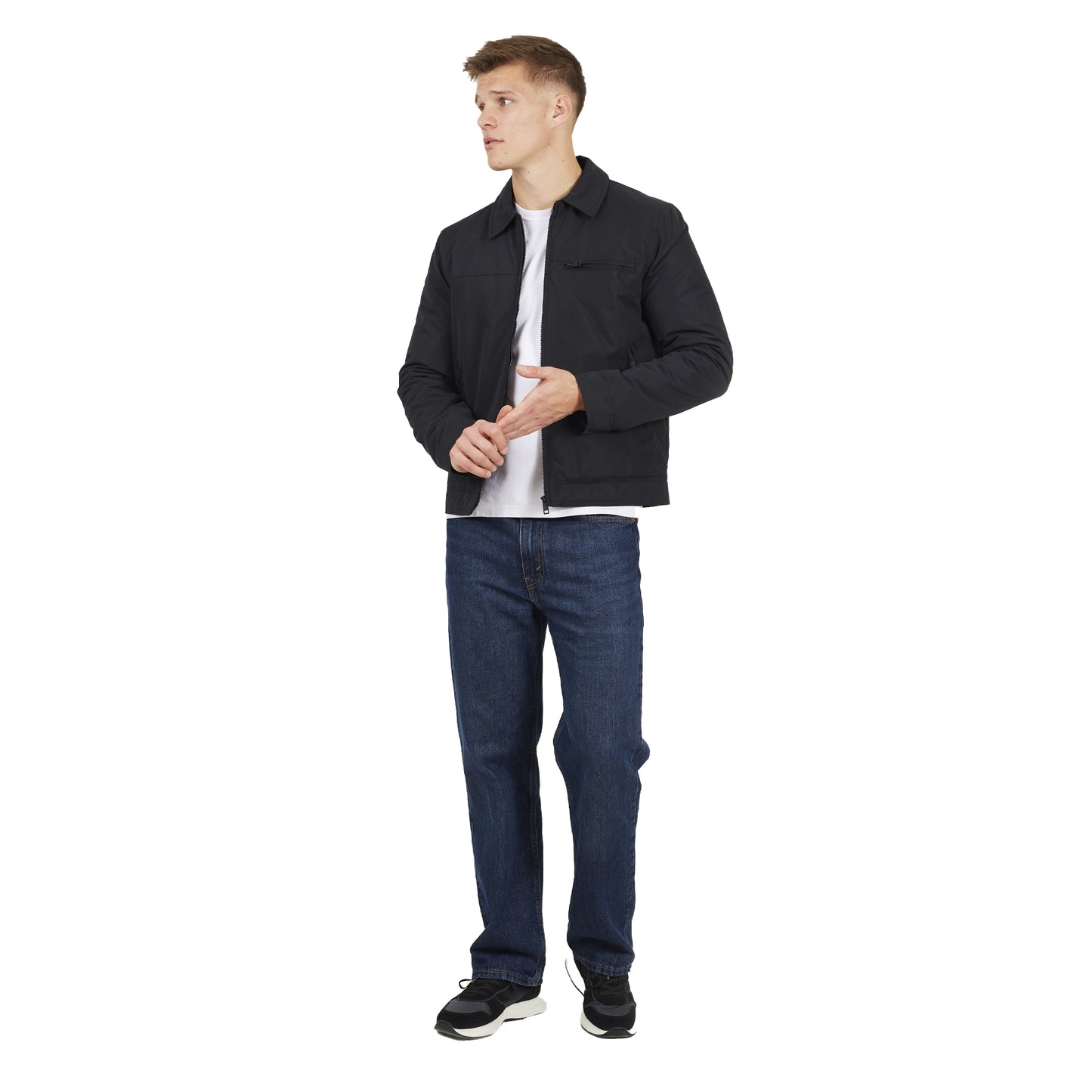 Black - Lifestyle - Brave Soul Mens Divide Padded Harrington Jacket