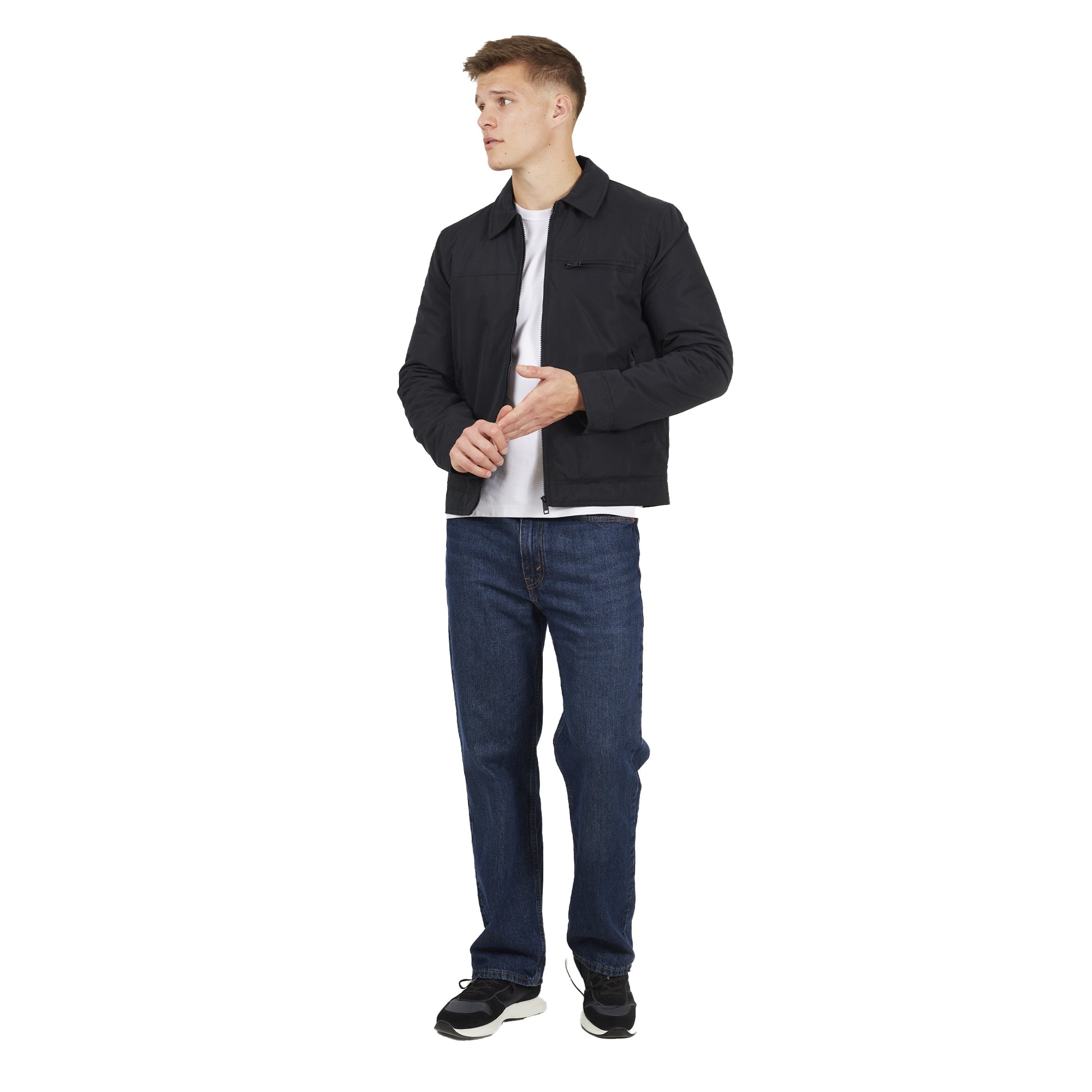 Black - Lifestyle - Brave Soul Mens Divide Padded Harrington Jacket