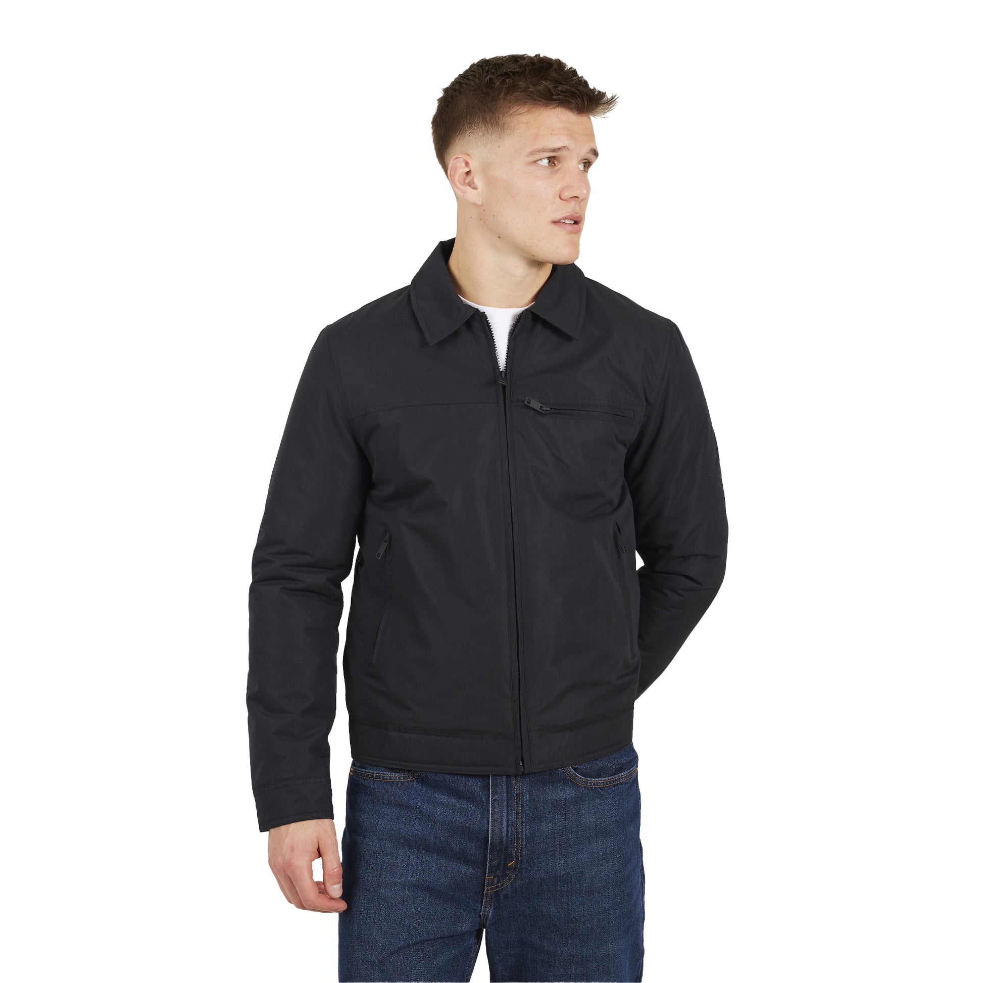 Black - Front - Brave Soul Mens Divide Padded Harrington Jacket
