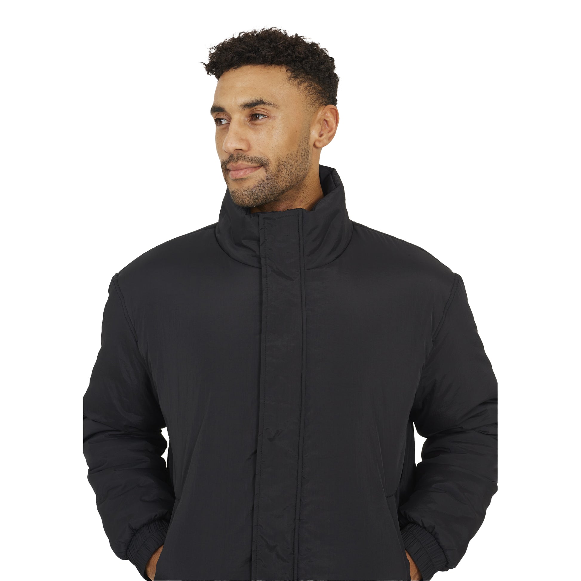 Black - Side - Brave Soul Mens Padded Bomber Jacket
