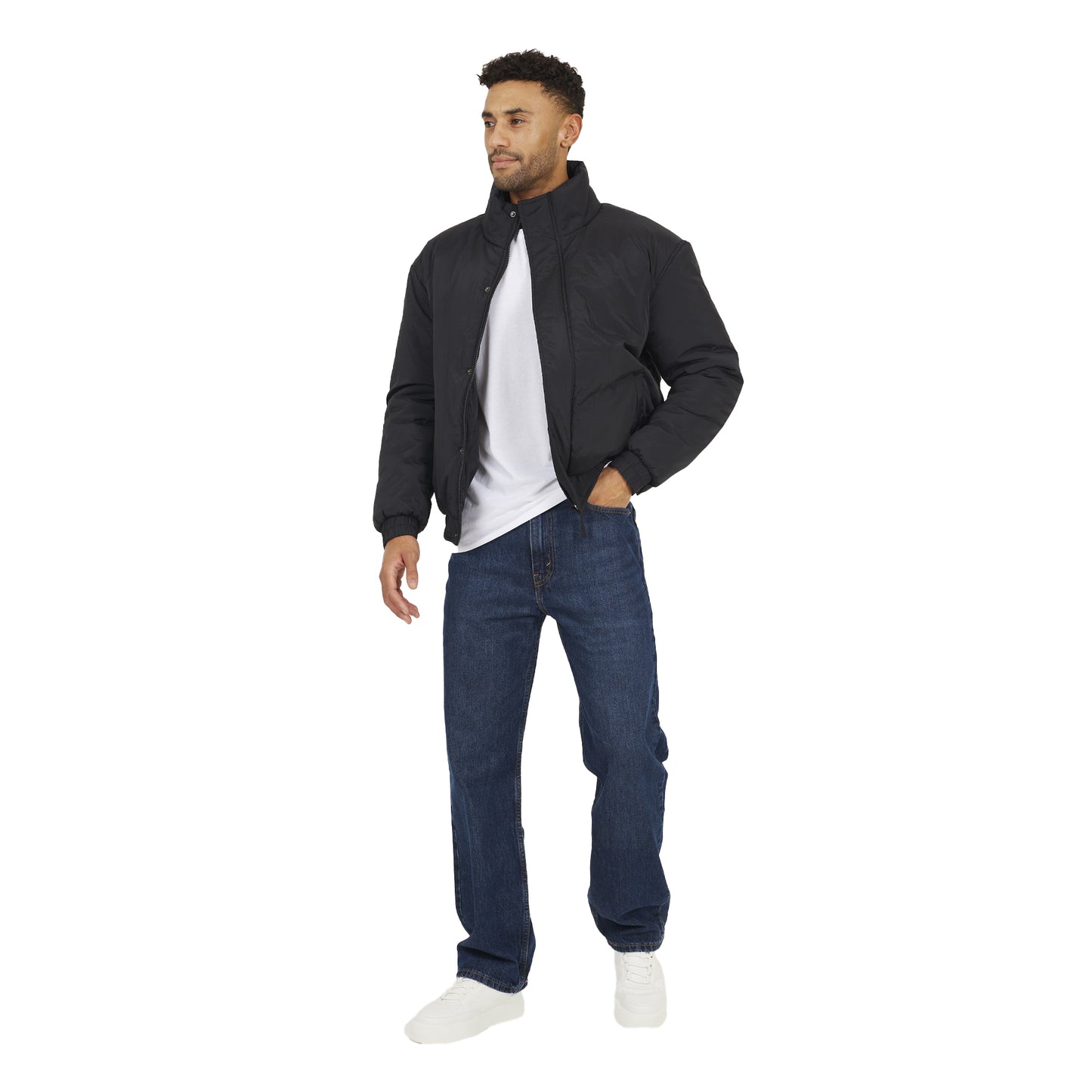 Black - Lifestyle - Brave Soul Mens Padded Bomber Jacket