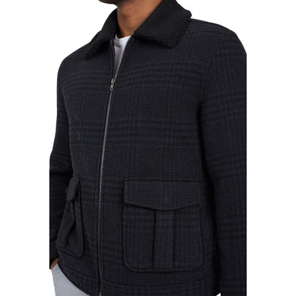 Black - Side - Brave Soul Mens Steffan Checked Wool Jacket