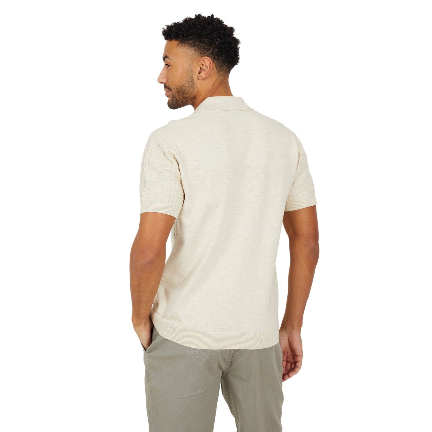 Ecru Marl - Back - Brave Soul Mens Buttoned Revere Collar Shirt