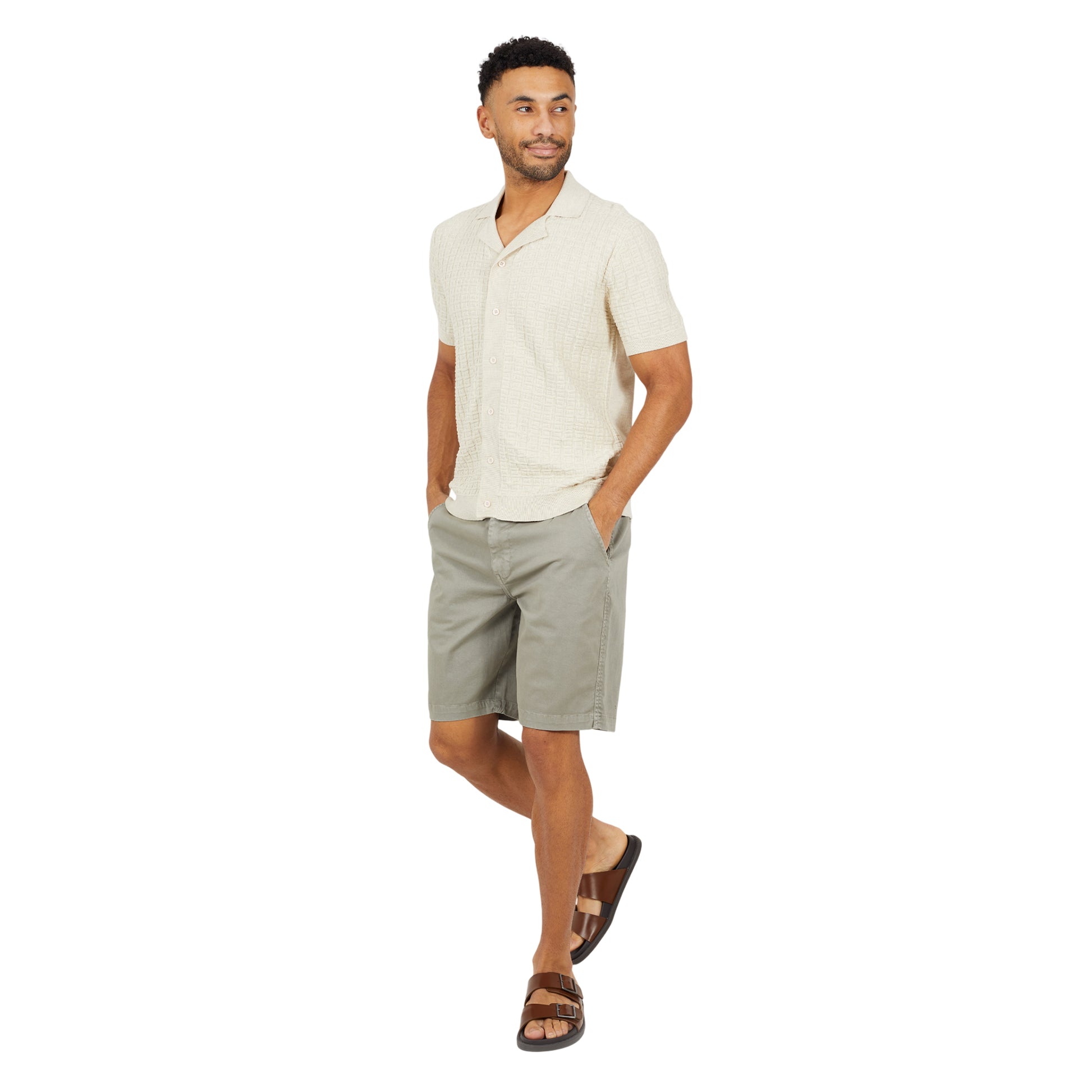 Ecru Marl - Lifestyle - Brave Soul Mens Buttoned Revere Collar Shirt