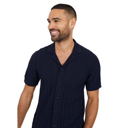 Midnight Navy - Side - Brave Soul Mens Buttoned Revere Collar Shirt