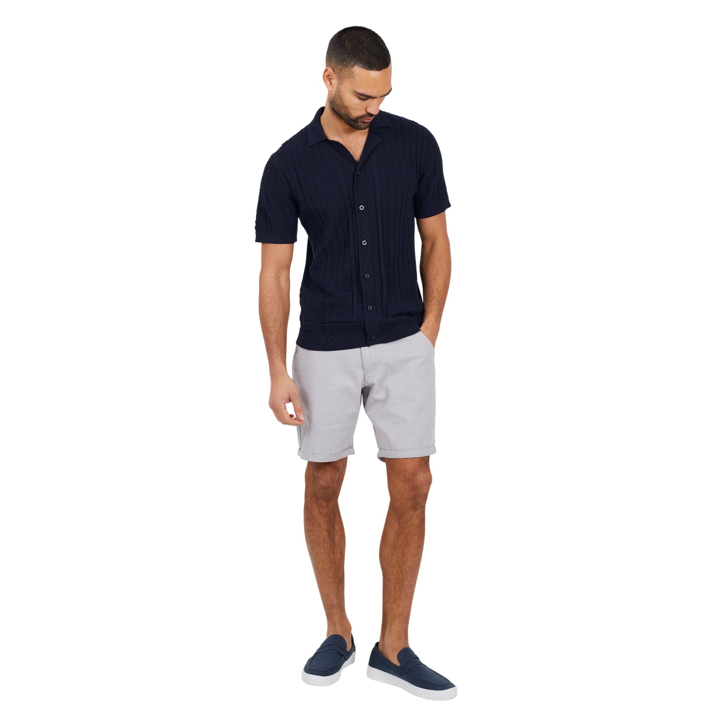 Midnight Navy - Lifestyle - Brave Soul Mens Buttoned Revere Collar Shirt