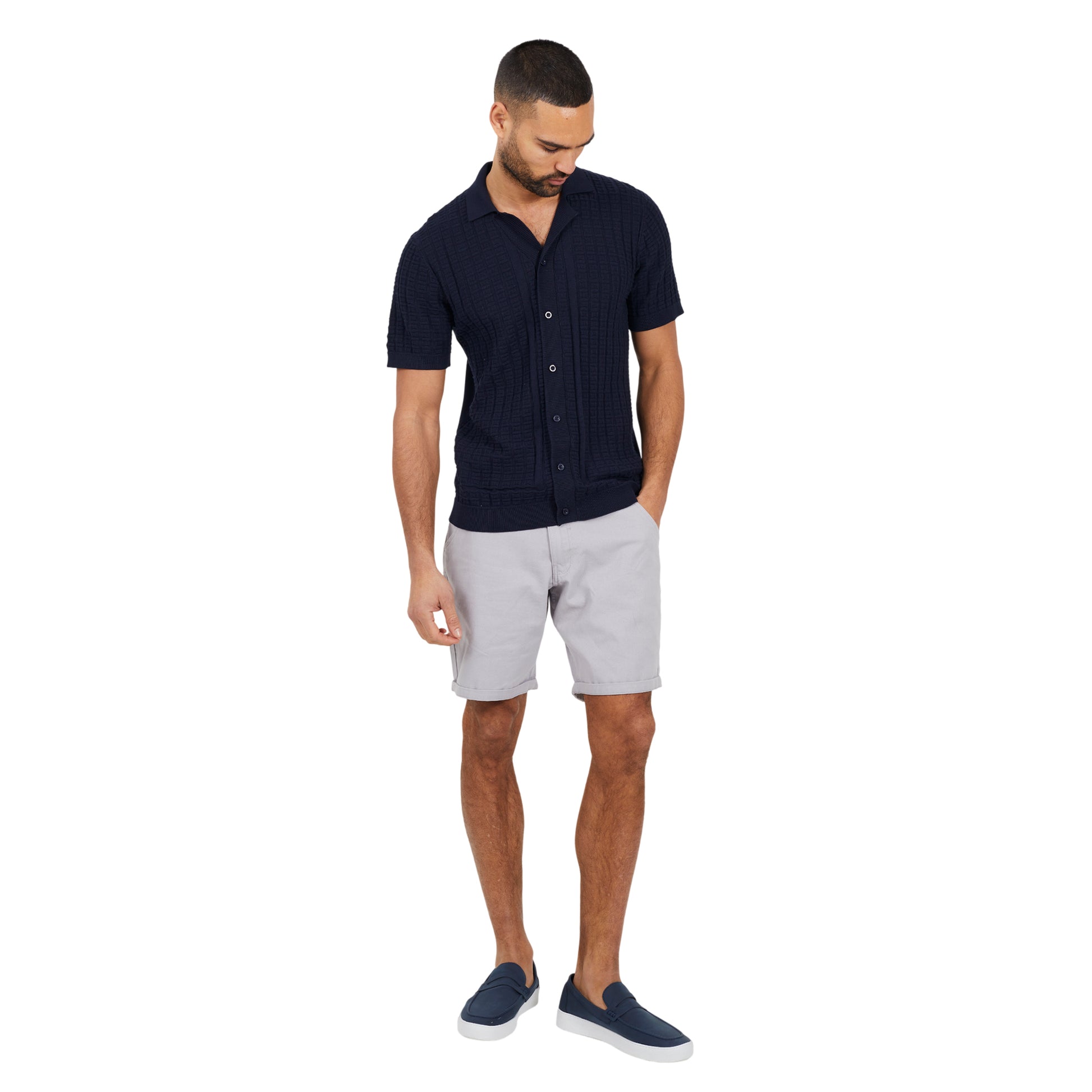 Midnight Navy - Lifestyle - Brave Soul Mens Buttoned Revere Collar Shirt