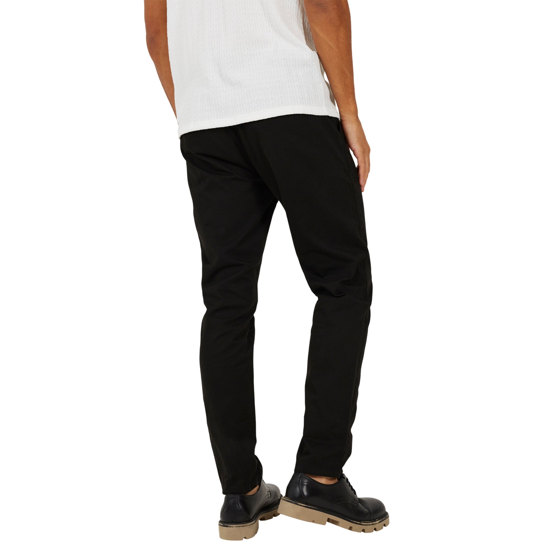 Black - Back - Brave Soul Mens Armstrong Cotton Button Chinos