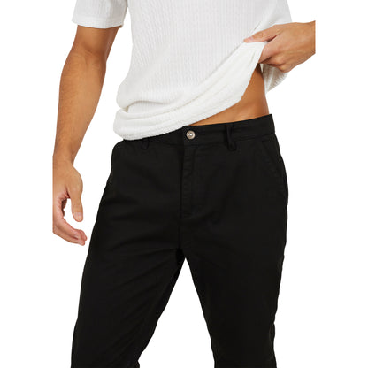 Black - Side - Brave Soul Mens Armstrong Cotton Button Chinos