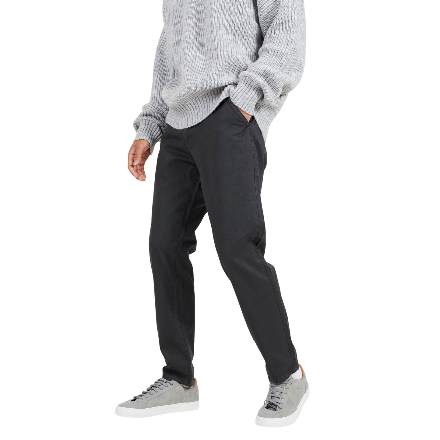 Dark Grey - Front - Brave Soul Mens Armstrong Cotton Button Chinos