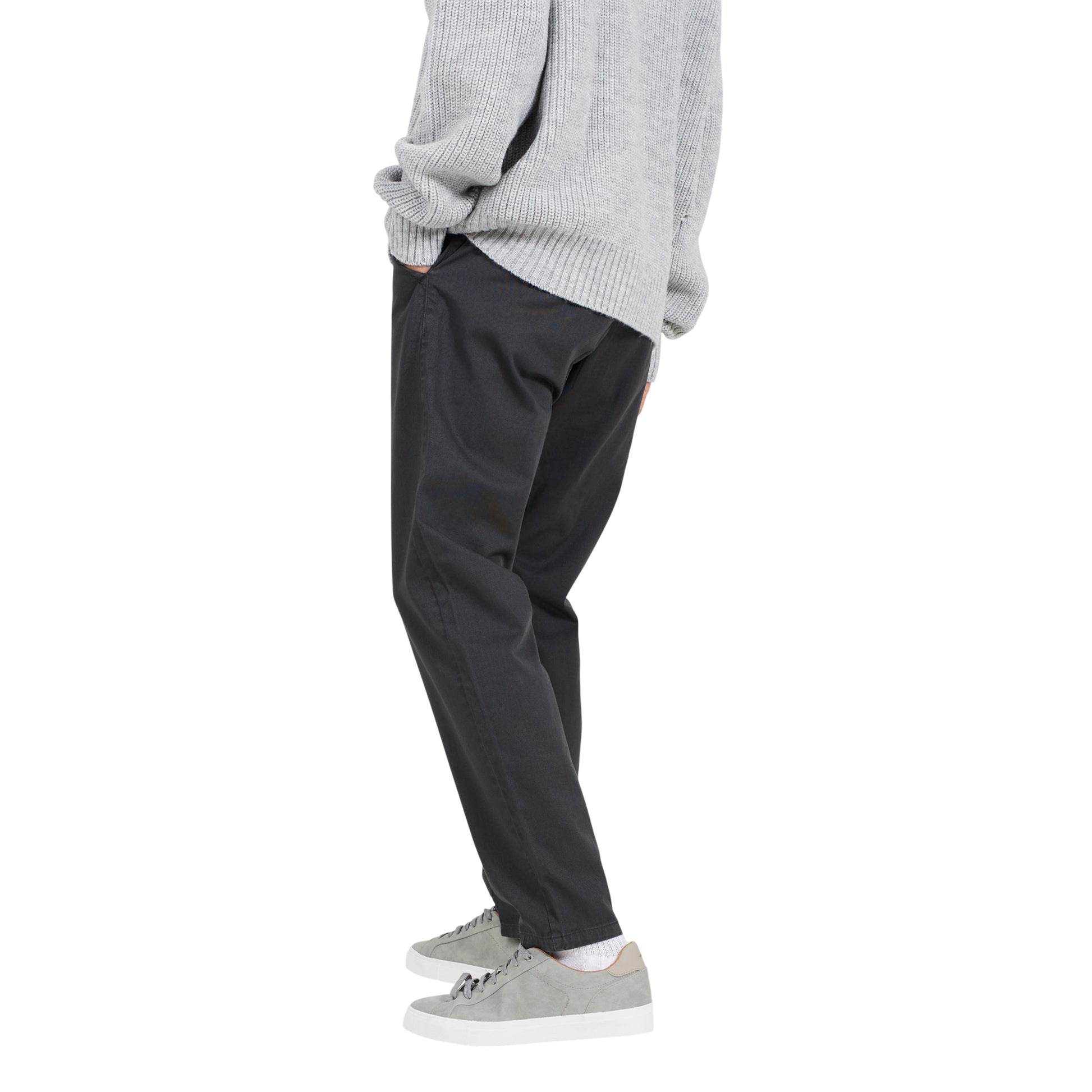 Dark Grey - Back - Brave Soul Mens Armstrong Cotton Button Chinos