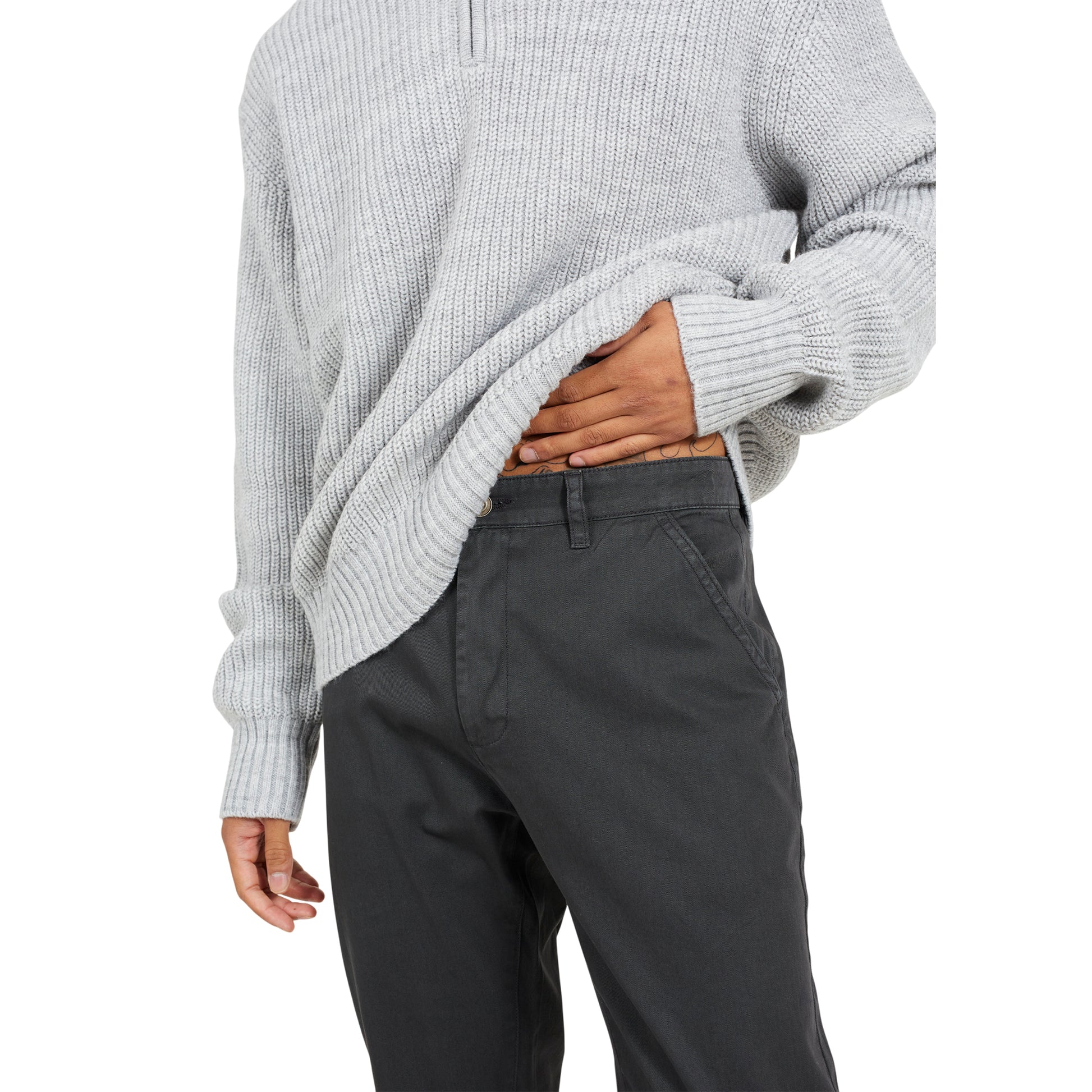Dark Grey - Side - Brave Soul Mens Armstrong Cotton Button Chinos