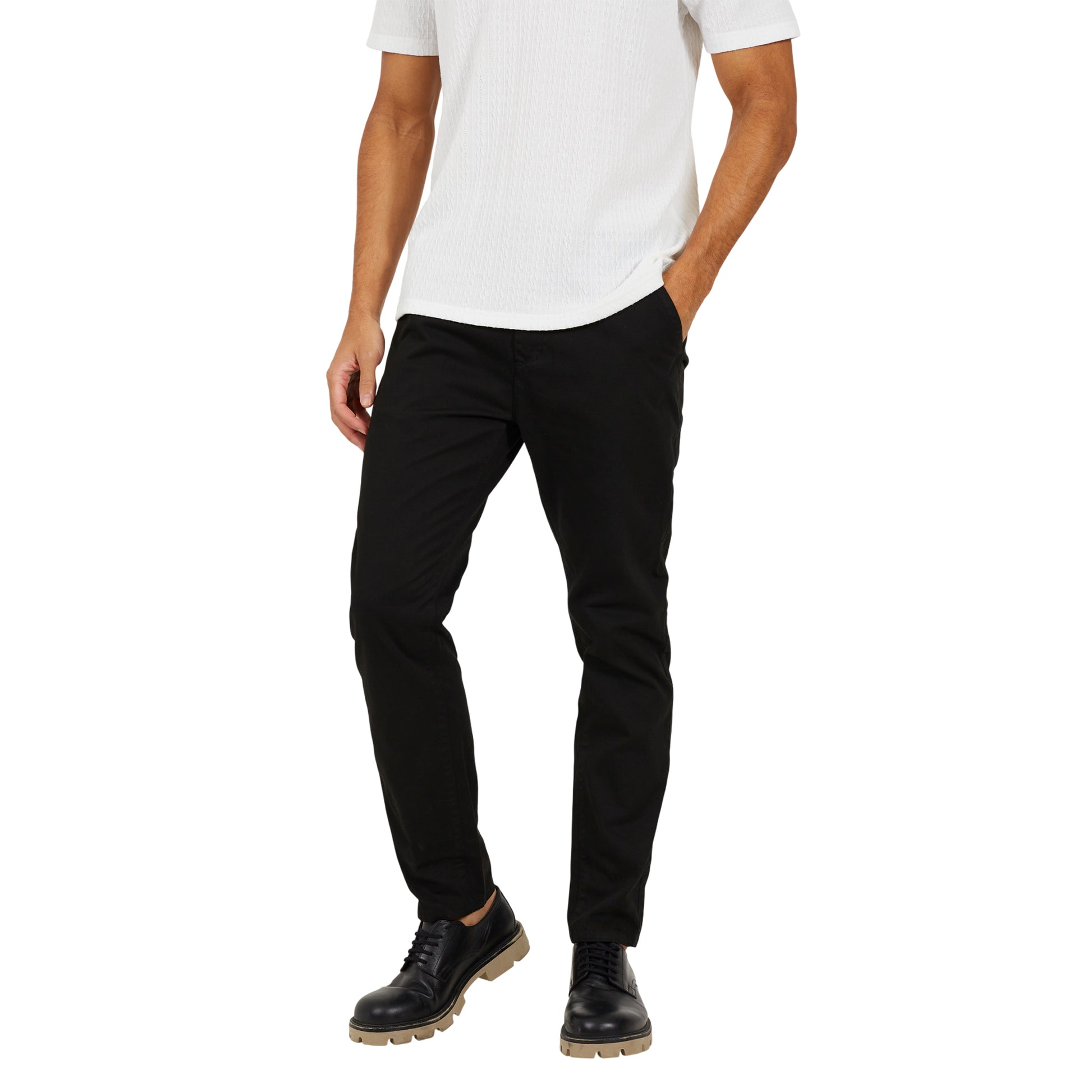 Black - Front - Brave Soul Mens Armstrong Cotton Button Chinos