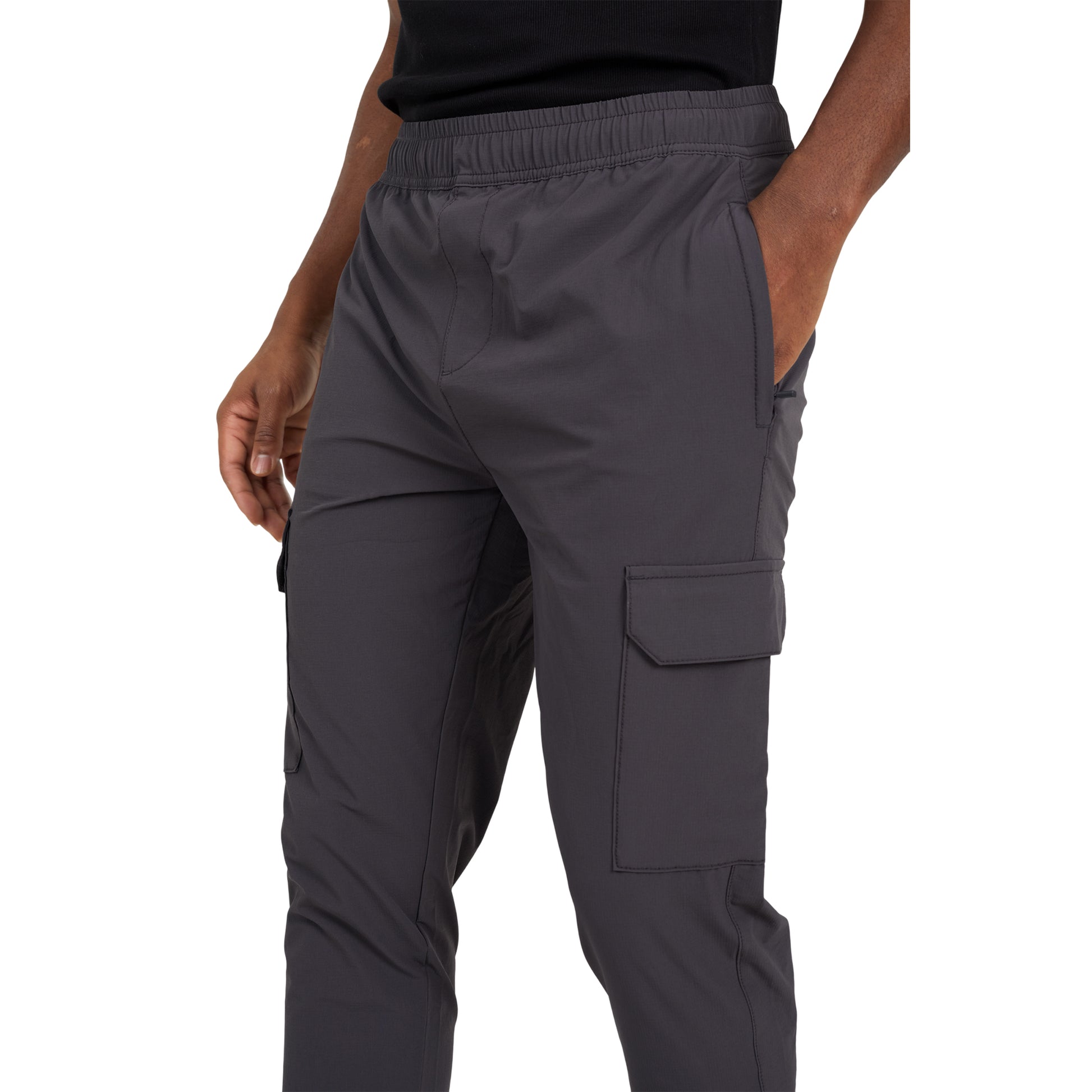 Dark Grey - Side - Brave Soul Mens Ripstop Cargo Trousers