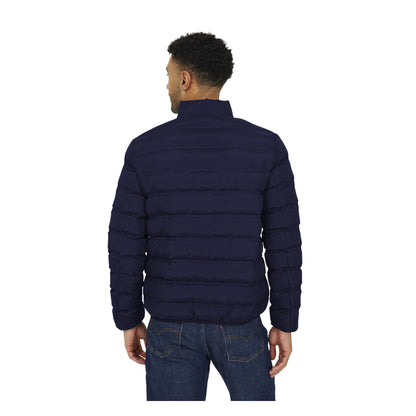 Navy - Back - Brave Soul Mens Marley Quilted Funnel Neck Jacket