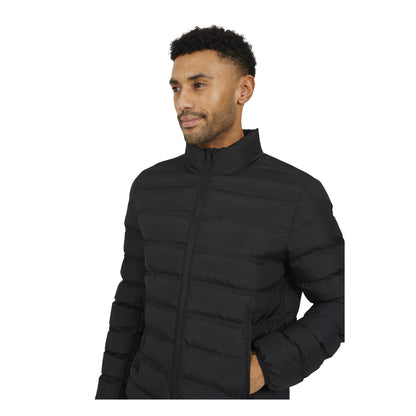 Black - Side - Brave Soul Mens Marley Quilted Funnel Neck Jacket