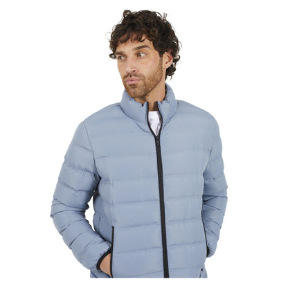 Blue - Side - Brave Soul Mens Marley Quilted Funnel Neck Jacket